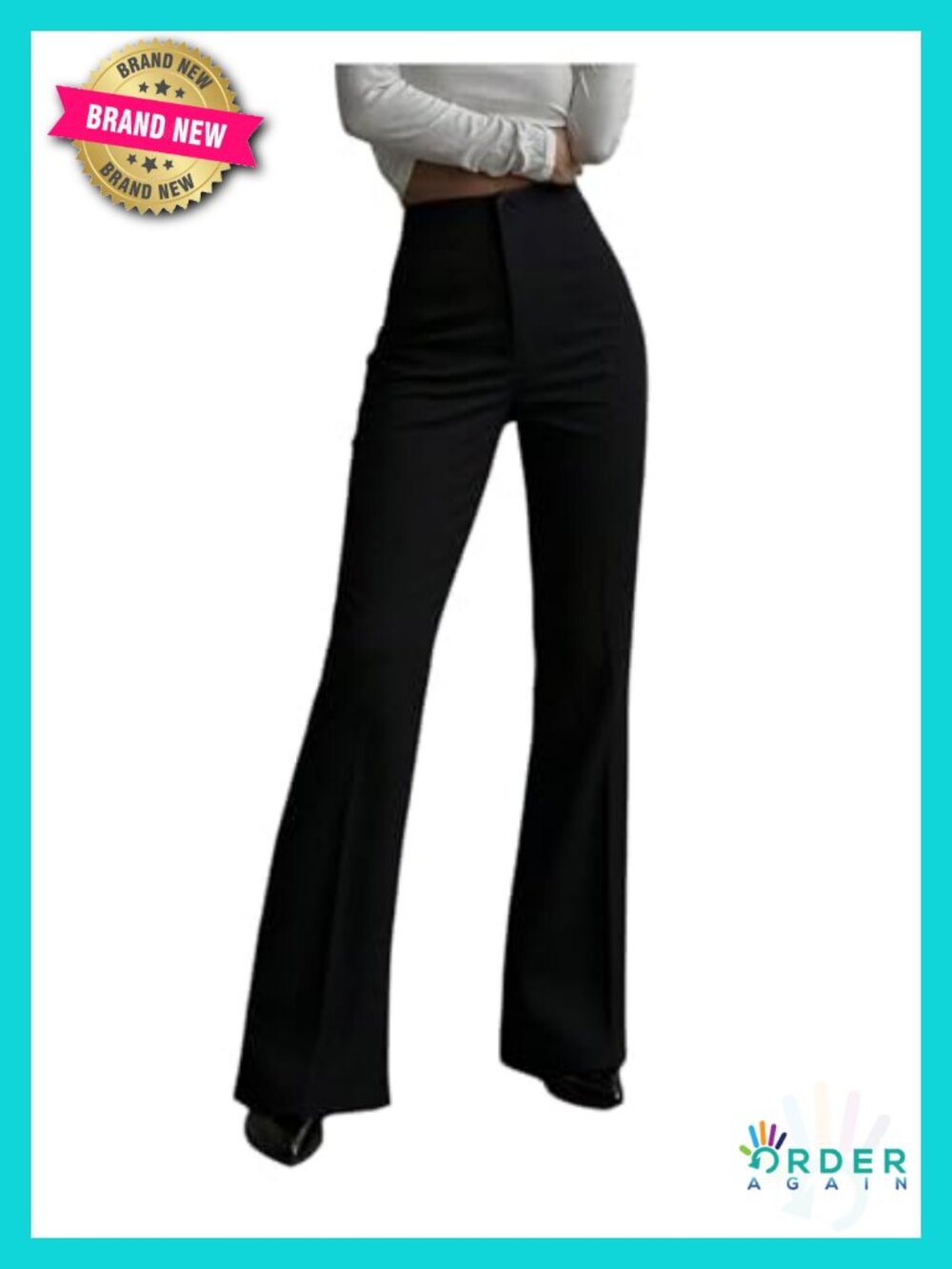 Stretchy High Waisted Trouser Pants with Front Pleats